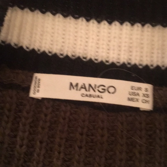 Mango khaki sweater with black and white stripes - Picture 2 of 2